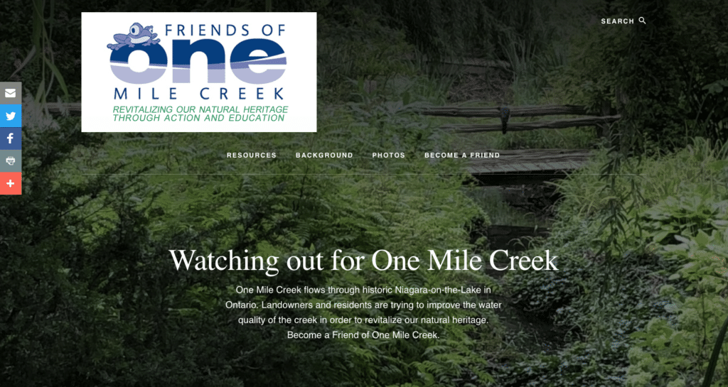 The new website for Friends of One Mile Creek.